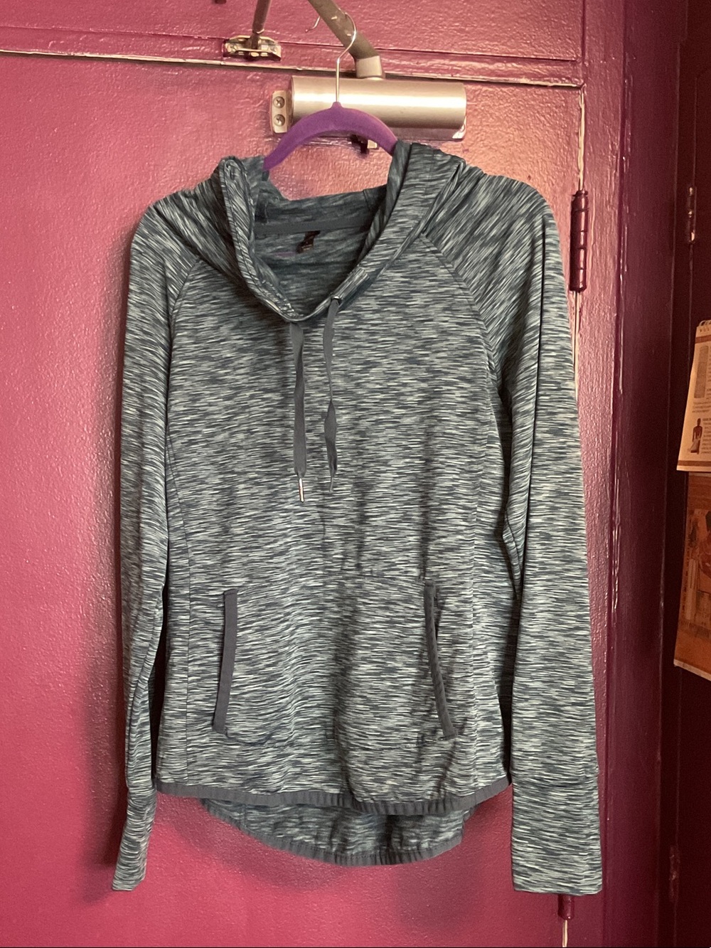 90 Degree By Reflex Heathered Teal Pullover Hoodie